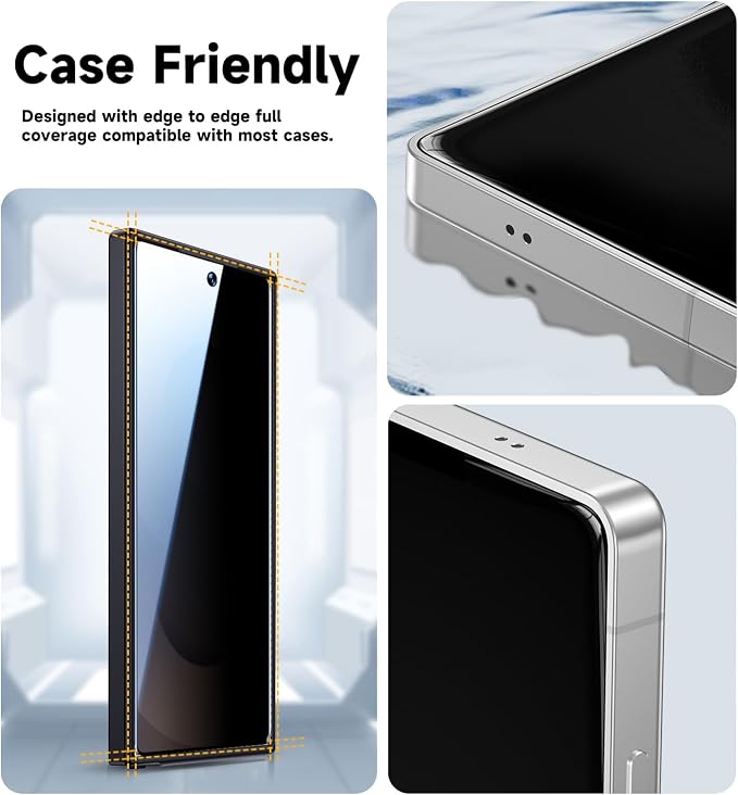 MAGIC JOHN 2 Pack for Samsung Galaxy S25 Ultra Privacy Tempered Glass Screen Protector Bubble Free Easy Installation Auto Dust-Elimination
