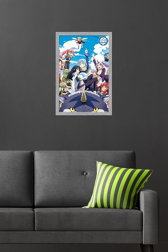 Trends International That Time I Got Reincarnated As A Slime - Group Wall Poster, 22.4L x 14.7W, Gray Framed Version