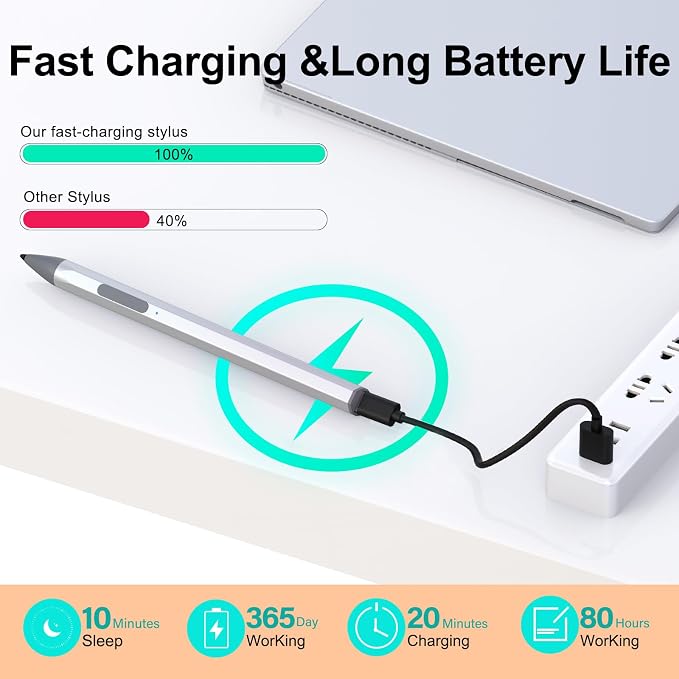 ASUS Stylus Pen for Transformer/Vivobook Flip/Notebook Touchscreen Laptop/Tablet - Rechargeable 4096 Pressure Sensitivity Microsoft MPP Protocol Black