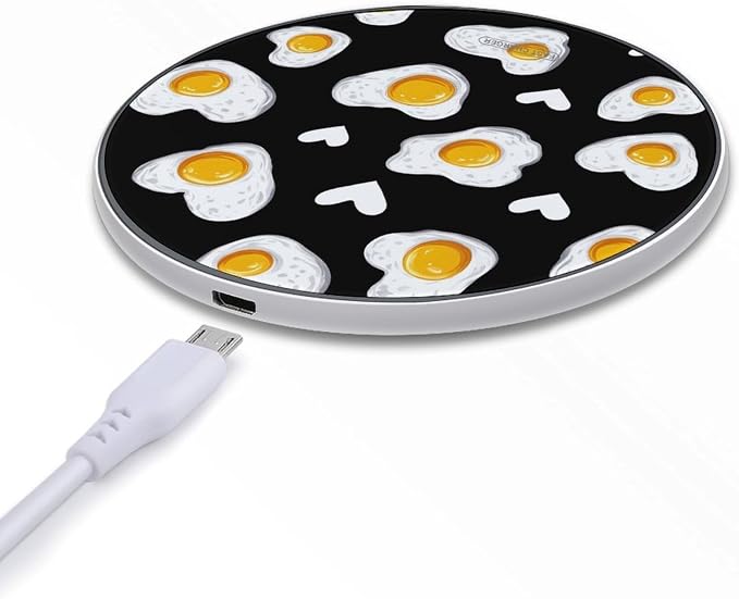 Fried Eggs Pattern Wireless Charger SlimWireless Charging Pad Anti-Slip Charger Mat for Men Women