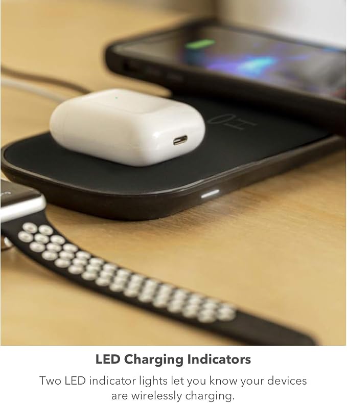 Halo Dual Wireless Charging Pad - Made for Apple Airpods iPhone 12 Pro 12 Pro Max 12 Mini iPhone 11 11 Pro 11 Pro Max and Samsung Other Qi-Enabled Devices - Moody Blue