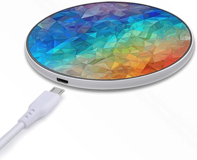 Rainbow Triangle Wireless Charger with Aluminum Alloy Frame Qi Certified Fast Wireless Charging Pad 10W Charging Station Portable Phone Charger for All Wireless Charging Phone