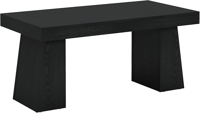 Tribesigns 55" Executive Desk, Wooden Office Desk with Double Pedestal, Modern Simple Computer Writing Table for Home Office, Black