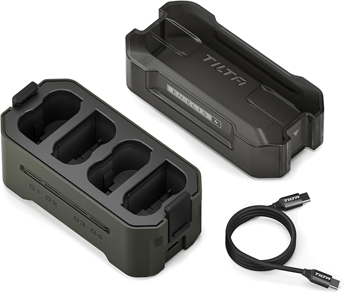 Tilta EN-EL15 Portable Charging Station - Green | Charge 4 Batteries w/USB-C PD 45W Fast Charge | Compatible with Nikon Z8, Zf, Z7II, Z6II, Z7, Z6, Z5, D850, D810, D750, D610, D500, D7500, D7200