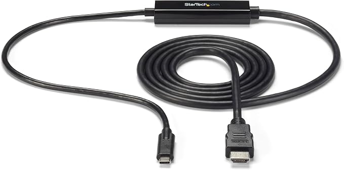 StarTech 6ft USB-C to HDMI Adapter Cable 4K 30Hz Reversible Black 1080p | Video Display Converter Monitor Cord DP Alt Mode USB 3.2 Thunderbolt Compatible Integrated