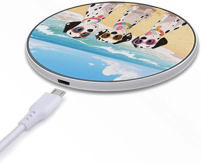 Beach Dogs Wireless Charger with Aluminum Alloy Frame Qi Certified Fast Wireless Charging Pad 10W Charging Station Portable Phone Charger for All Wireless Charging Phone