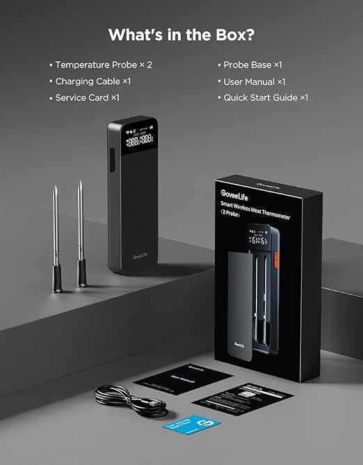 GoveeLife Smart Wireless Meat Thermometer Digital 2 Probes with App Alarm
