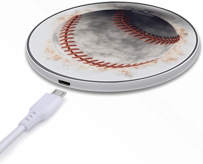 Baseball Wireless Charger Fast Charging Pad | Anti-Slip Qi Certified Wireless Charging Pad for All Phones with Wireless Charging Function for Home Office Travel