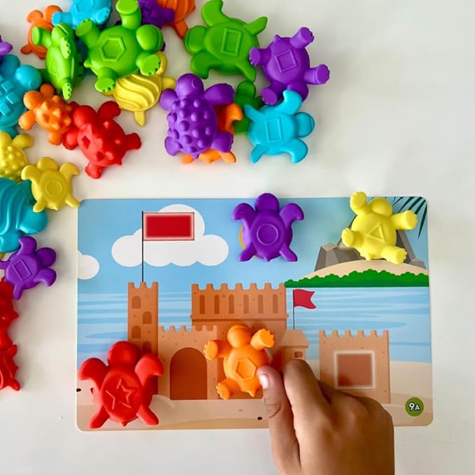 hand2mind Tactile Turtles Math Activity Set, Toddler Numbers and Counting, Math Counters for Kids, Color Sorting Toys, Sensory Turtle Game, Preschool Learning Activities, Montessori Math Materials
