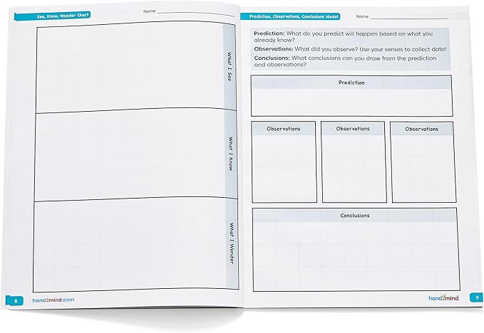 hand2mind Scientific Reasoning Notebook, Grades K–2, Elementary Classroom Must Haves, Science Teacher Supplies, STEM Lab Notebooks for Kids (Set of 10)