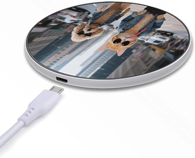 Cool Cat and Dog Wireless Charger with Aluminum Alloy Frame Qi Certified Fast Wireless Charging Pad 10W Charging Station Portable Phone Charger for All Wireless Charging Phone