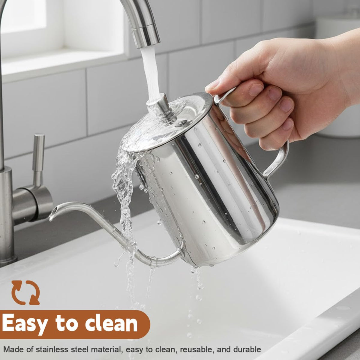 Gooseneck Kettle 600ML Metal Coffee Kettle, Coffee Thin Spout, Gooseneck Pitcher, Narrow Spout Pot, Dripper Stainless Steel Water Bottle