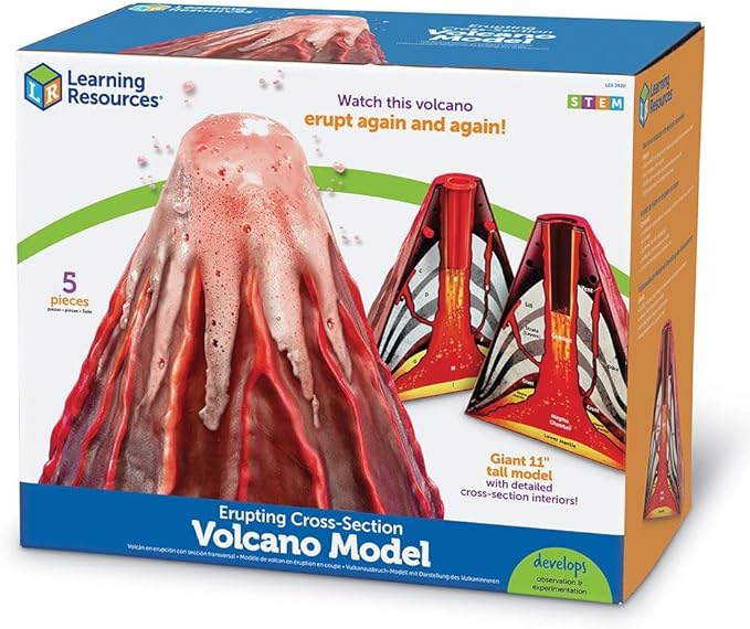 Learning Resources Erupting Cross-Section Volcano Model - Educational Science Projects Kits for Kids, STEM, Chemistry for Students, Classroom and Teacher Must Haves, Back to School Experiments