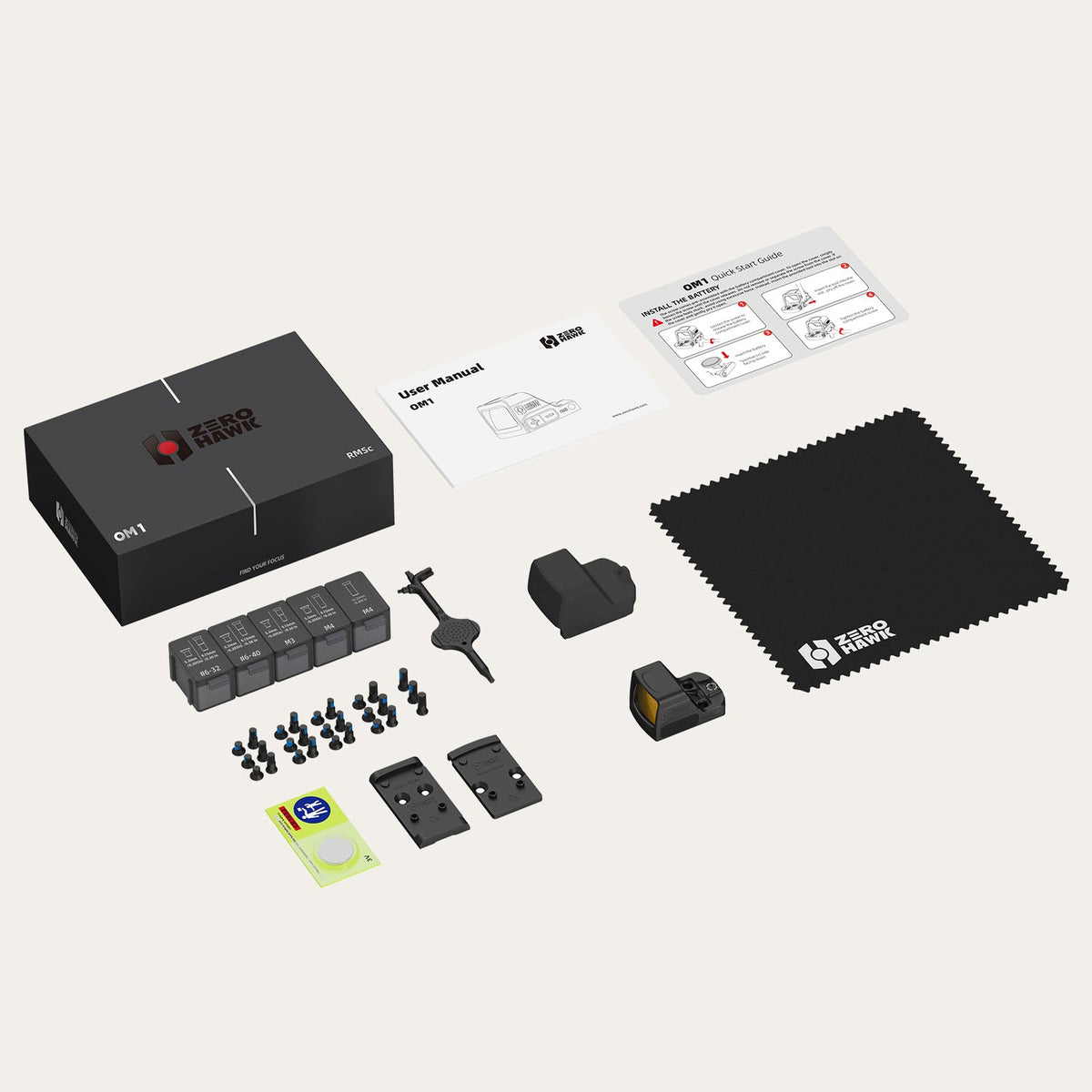 ZEROHAWK OM1 Red Dot Sight, 2 & 32 MOA Multi Reticle System Micro Reflex Sight for Pistol, RMSc/K Footprint with MOS/RMR to RMSc Adapter, Parallax-Free Open Sight