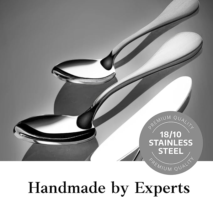 Artaste Rain 18/10 Stainless Steel Teaspoons, 6.25 Inch, Mirror Polished Silver, Set of 12