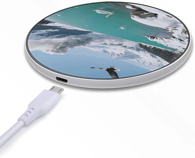 Alpine Lake View Wireless Charger Portable 10W Fast Wireless Charging Pad Compatible with Phone Ultra-Thin Charging Station Lightweight Charger Mat for Travel Home Office Desk