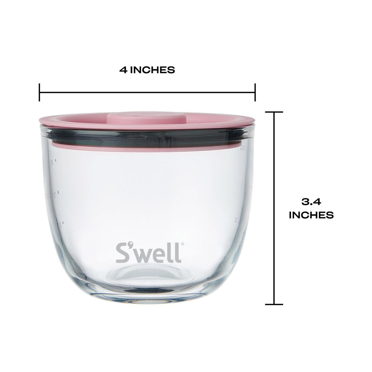 S'well 12oz Glass Prep Bowl Set of 4 for Easy Meal Prep, Black, Durable Tempered Glass, Nesting Design Compatible with 21.5oz S'well Eats Containers