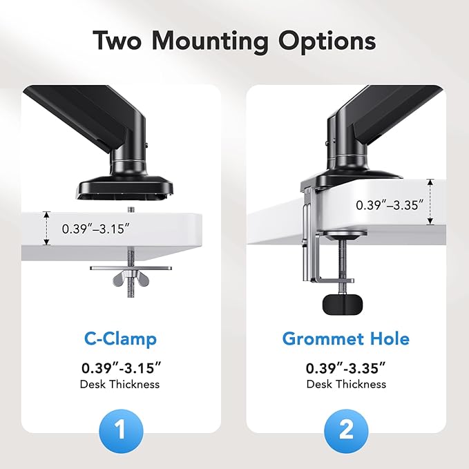 HUANUO Dual Monitor Mount, Mounts 2 Screens Up to 32 Inch, Holds 22 lbs per Arm, Dual Monitor Stand with Excellent Design, Height-Adjustable, Tilt, Swivel & Rotate, VESA Standard 75mm or 100mm