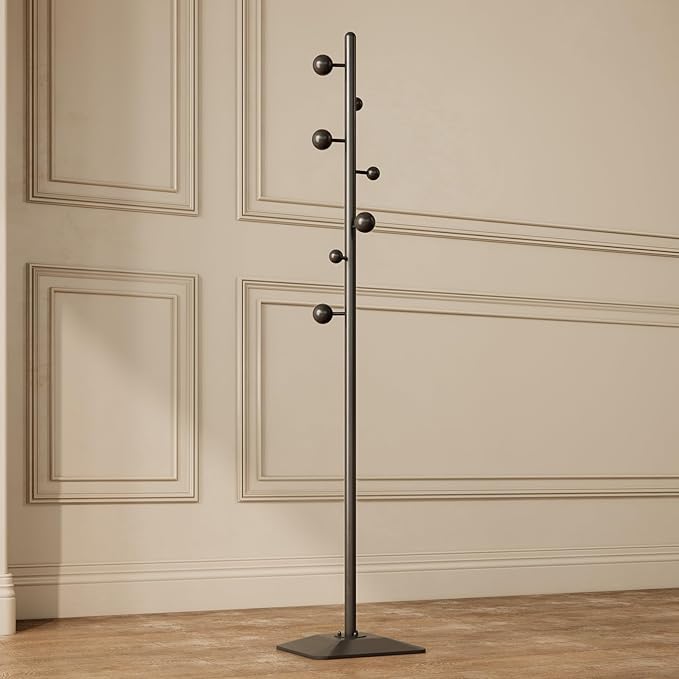 coat rack freestanding,coat rack stand with 7 Hooks and Metal Base for Bags, Hats.Coat Tree Coat Hanger Stand for Home Office Hall Entryway