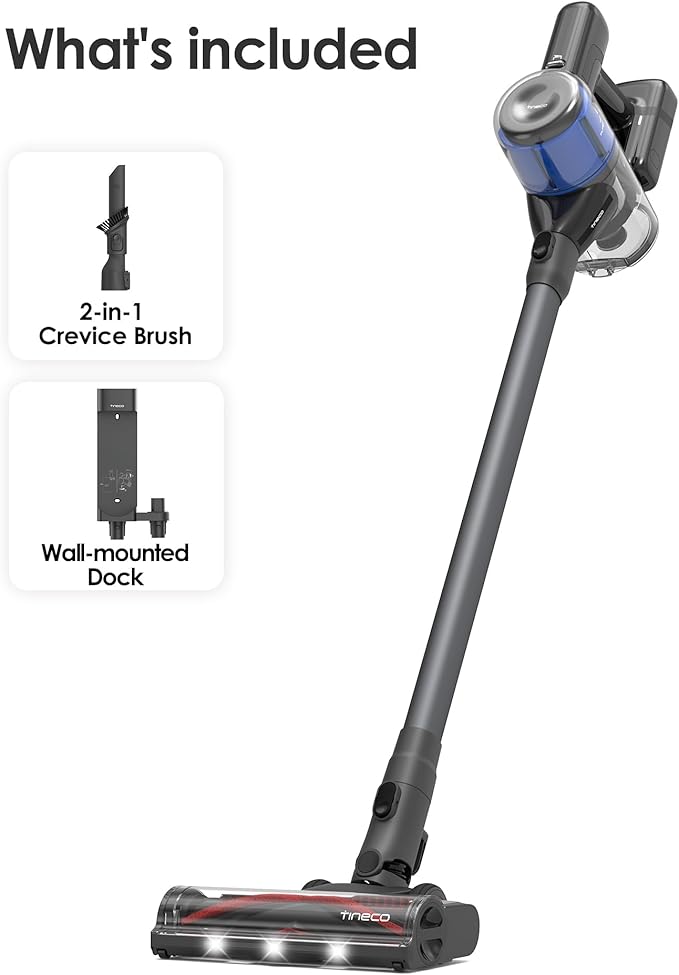 Tineco Pure ONE S30 Cordless Vacuum Cleaner, 150AW Powerful Suction, Zero Tangle Brush, Up to 65min Runtime, 6-Stage HEPA Filtration, PureCyclone Technology Stick Vacuum with Wall Mount Dock