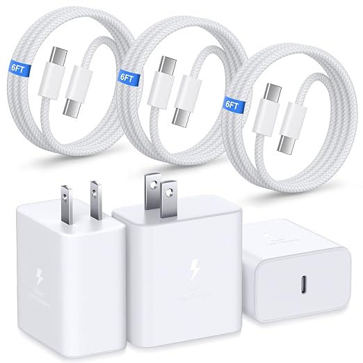 45W Super Fast Charger Type C for Galaxy S26 Ultra USB-C Charger Block with 10ft USB C to C Cable for Galaxy S25 FE S24 S23 Tab S11 S10 Android Phones 3Pack