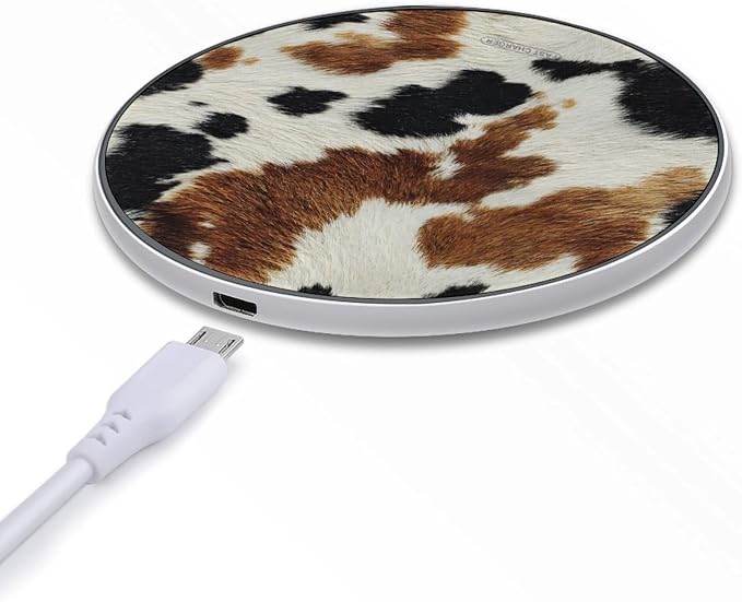 Brown Cow Print Wireless Charger Portable Charging Pad | LightweightAll Smartphone