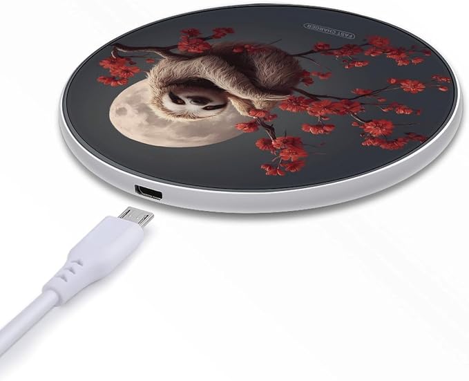Cute Sloth Moom Wireless Charger SlimWireless Charging Pad Anti-Slip Charger Mat for Men Women