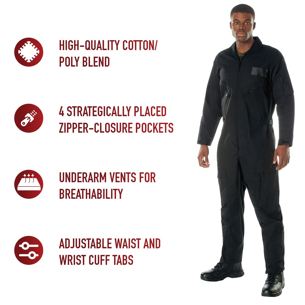 Rothco Flight Coverall, Black, Large