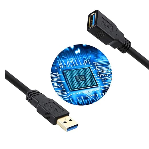 USB 3.0 Extension Cable 10 FT5Gbps High Speed Data Transfer Extra Long A Male to A Female Connector for PCComputers Printer External HDD & MoreBlack10FT