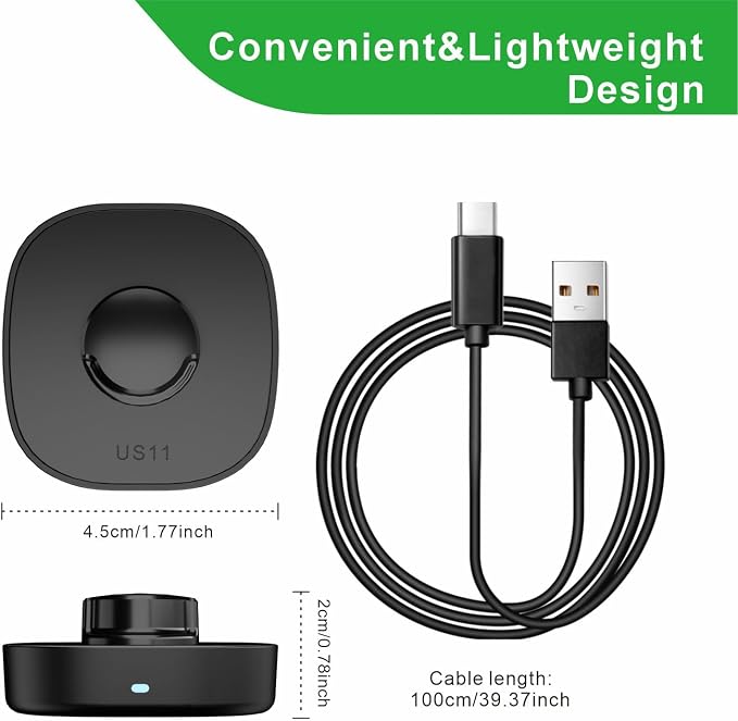 Charger for Oura Ring Gen3 - Size 11 - Fast Charging Dock with USB-C Cable Compatible with Oura Ring Gen3 | Full Battery Charge in 60-90 Minutes - Black