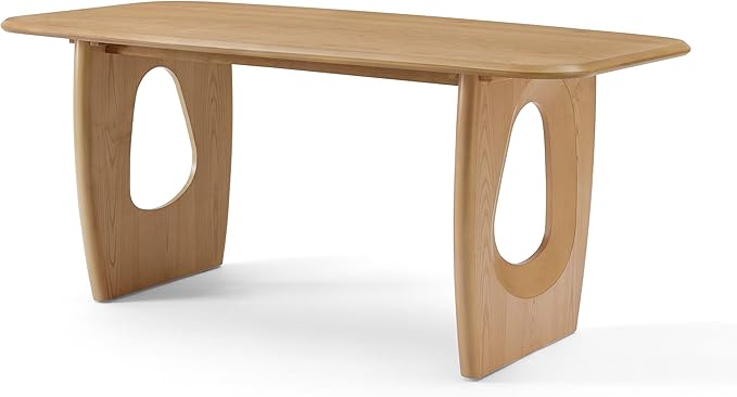 Morden Fort Modern Dining Table for 4-6 People,68'' Rectangle Dining Table, Kitchen Table with Pedestal Base, Dinner Table for Dining Room, Kitchen, Living Room (Natural)
