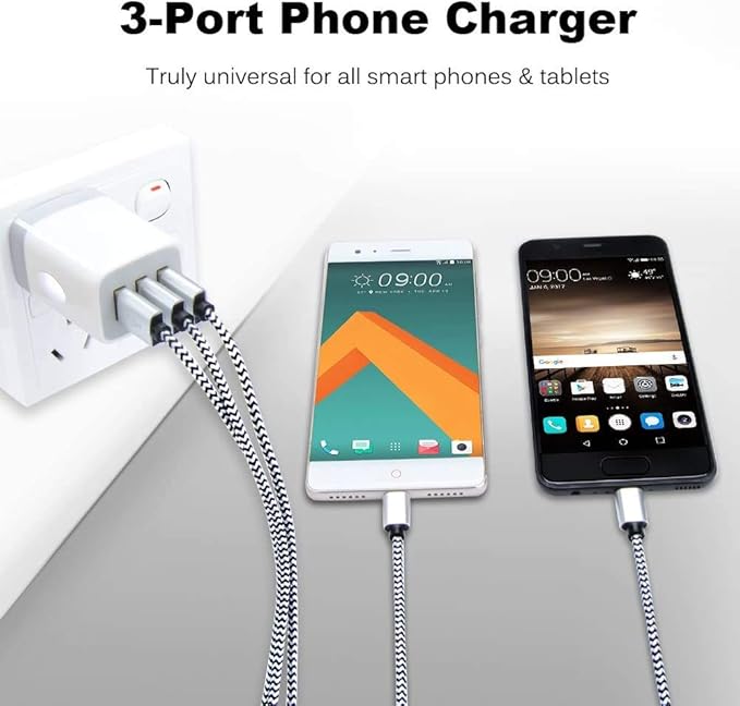 USB Charger Cubes, Wall Charger Adapter,Sicodo 3Pack Universal Travel 3.1A 3 Muti Port Plug Charging Block Compatible with iPhone 16,15,14,13,12,SE 2020,11,X,Plus,Samsung GalaxyS24,S23,S22,S21 Plus,LG
