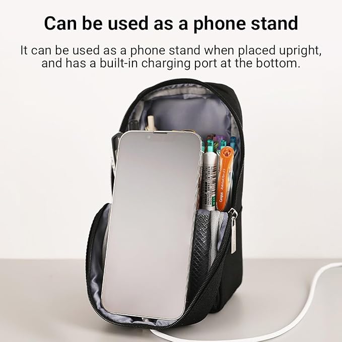 KOKUYO Pencil Case Pouch, Standing Pen Pouch Bag, Foldable Magnetic Stand up Phone Pencil Holder Organizer, Large Capacity Portable Pencil Box for School Office Supplies. (Mag Critz Neo - Black)