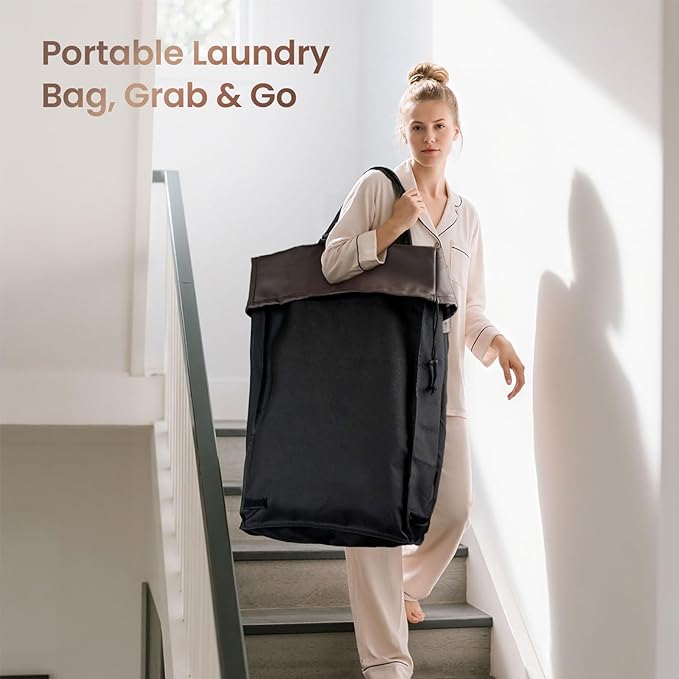 160L Laundry Basket with Wheels, 2-section Rolling Laundry Basket, Large Laundry Hamper with Wheels, Rolling Laundry Hamper Clothes Hamper for Home, Bathrooms and Dorm(Black)