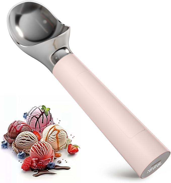 Heated Ice Cream Scoop, Rechargeable Electric Scooper for Hard IceCream, Self Warming Spoon Max to 158℉, Rust-Proof, anti freeze handle, Easy to Clean