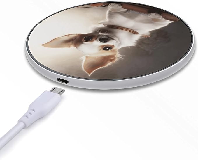Cute Chihuahua Wireless Charger Fast Charging Pad | Anti-Slip Qi Certified Wireless Charging Pad for All Phones with Wireless Charging Function for Home Office Travel