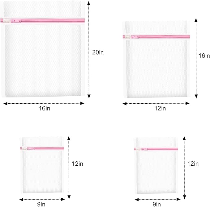 Upgraded Coarse Mesh Laundry Bag - Wash Delicate Lingerie, Garment & Shoe Storage, Travel Essentials - Durable & Breathable,4Pcs, MIAETFH