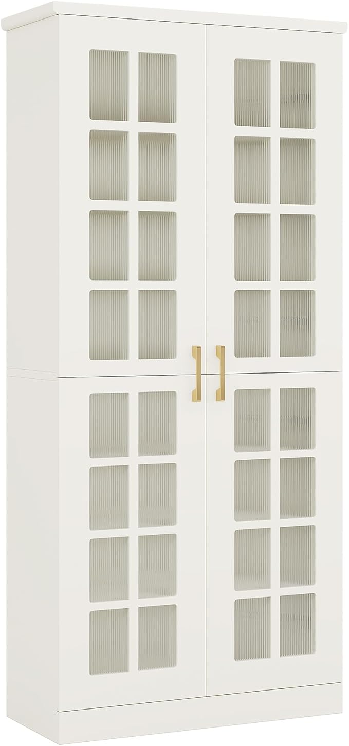 Tribesigns Tall Shoe Cabinet with Doors, 8-Tier Shoe Storage with Adjustable Shelves, Modern Shoe Organizer Shoe Rack Cabinet for Entryway, Hallway, Closet, Living Room, White