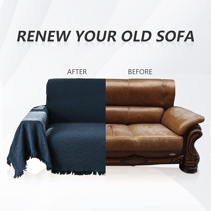 MYSKY HOME Sofa Covers & Slipcovers for 3 Cushion Couch, Sectional Sofa Couch Covers for Dogs, XX-Large: 91" x 134", Navy Blue