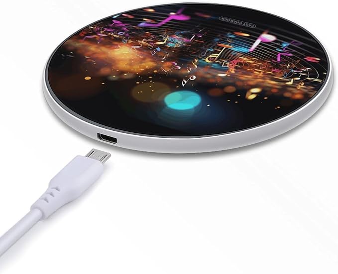 Colorful Music Notes Wireless Charger Fast Charging Pad | Anti-Slip Qi Certified Wireless Charging Pad for All Phones with Wireless Charging Function for Home Office Travel