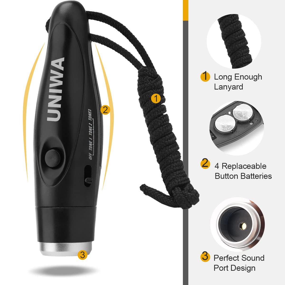 UNIWA Electronic Whistles, 2 Pack Handheld 3 Tone High Volume