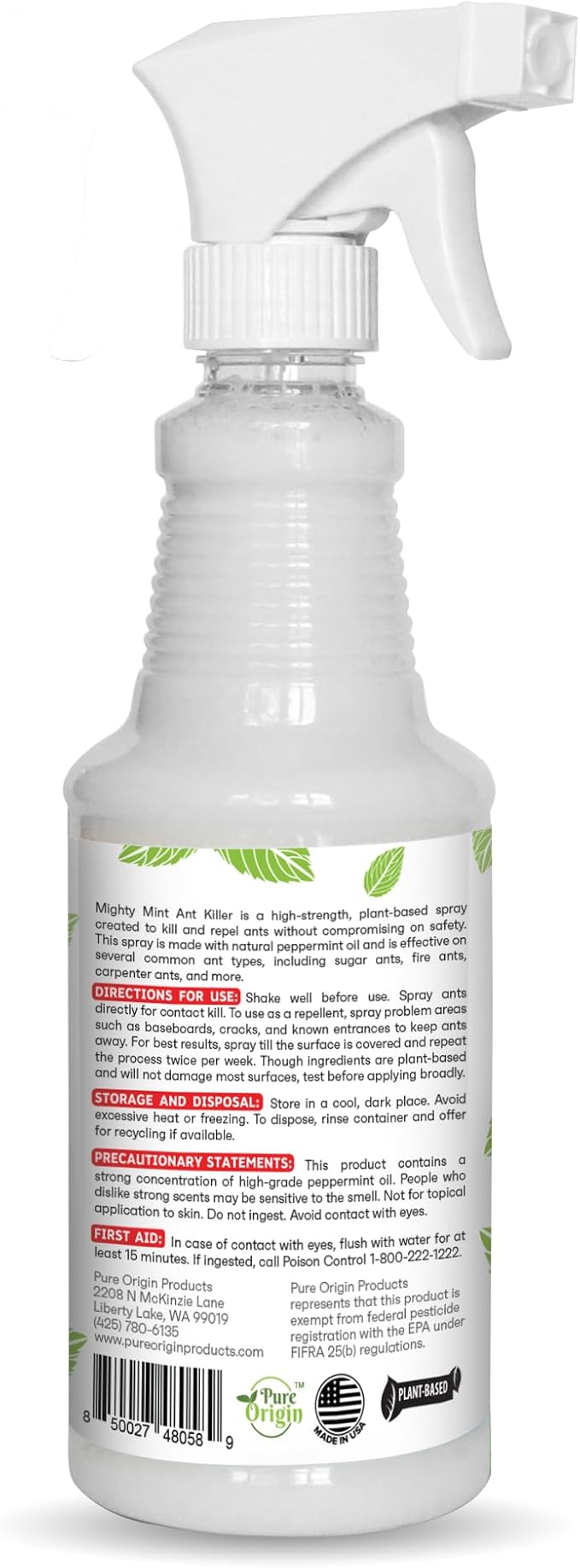 Mighty Mint Peppermint Oil Ant Killer Spray – Natural Ant Repellent for Indoor & Outdoor Use – Plant-Based Insect & Pest Control – 16 oz
