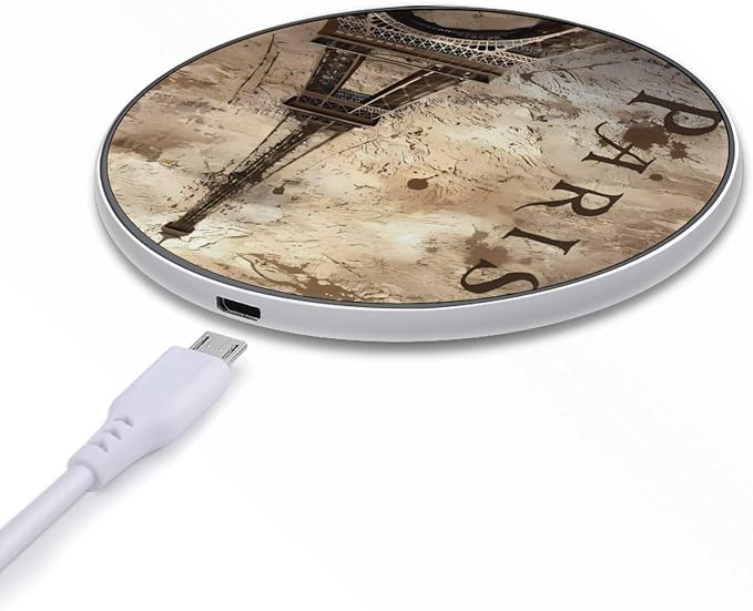 Paris Eiffel Tower Wireless Charger Portable 10W Fast Wireless Charging Pad Compatible with Phone Ultra-Thin Charging Station Lightweight Charger Mat for Travel Home Office Desk