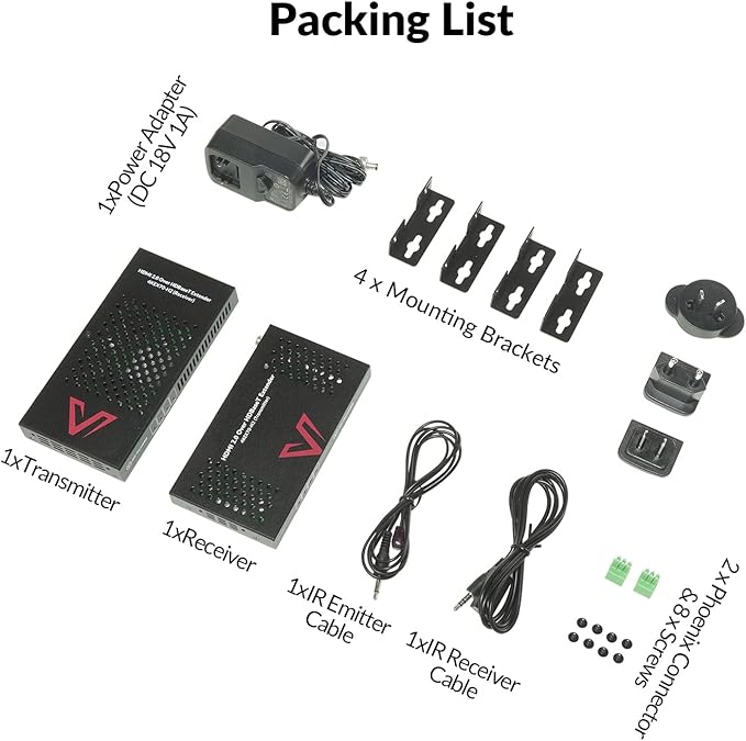 AV Access HDBaseT 4K HDMI Extender Over Cat5e/6/6a/7 4K@60Hz 130ft, 1080P@60Hz 230ft, HDR10+, HDMI 2.0 YUV4:4:4, UltraHD, HDCP 2.2, 18Gbps, Plug & Play, IR Return & PoE, Smart EDID(4KEX70-H2)