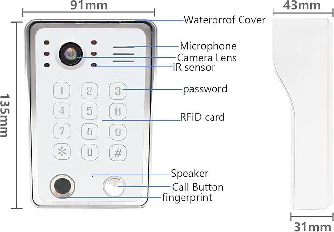 Wired Video Door Phone Kit Apartment Intercom System,10 Inch Touch Screen Monitor(Silver)with 1080P HD Doorbell Camera,Supporting Motion Detecting 5 in 1 Unlcking (2 Doorbell + 1 Monitor)