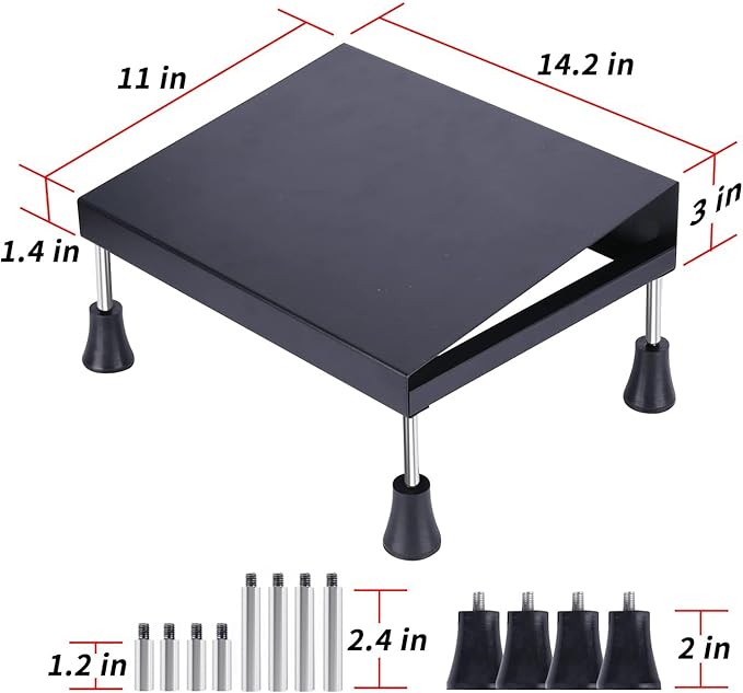 Mymyth Office Foot Rest for Under Desk at Work - Iron Adjustable Ergonomic Footrest Strong & Durable - 6 Heights Foot Stool with Memory Foam Cushion - Anti-Slip for Computer Gaming - Black