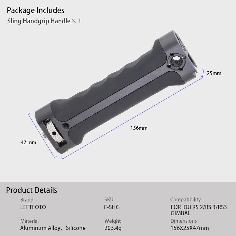 LEFTFOTO Sling Handgrip Handle for DJI Ronin DJI RS2/RSC2/RS3 / RS3 Pro/ RS3 Mini/ZHIYUN WEEBILL-S Gimbal Stabilizer,Extended Silicone Grip in Briefcase Mode, with Anti Twist Pins,Quick Installation