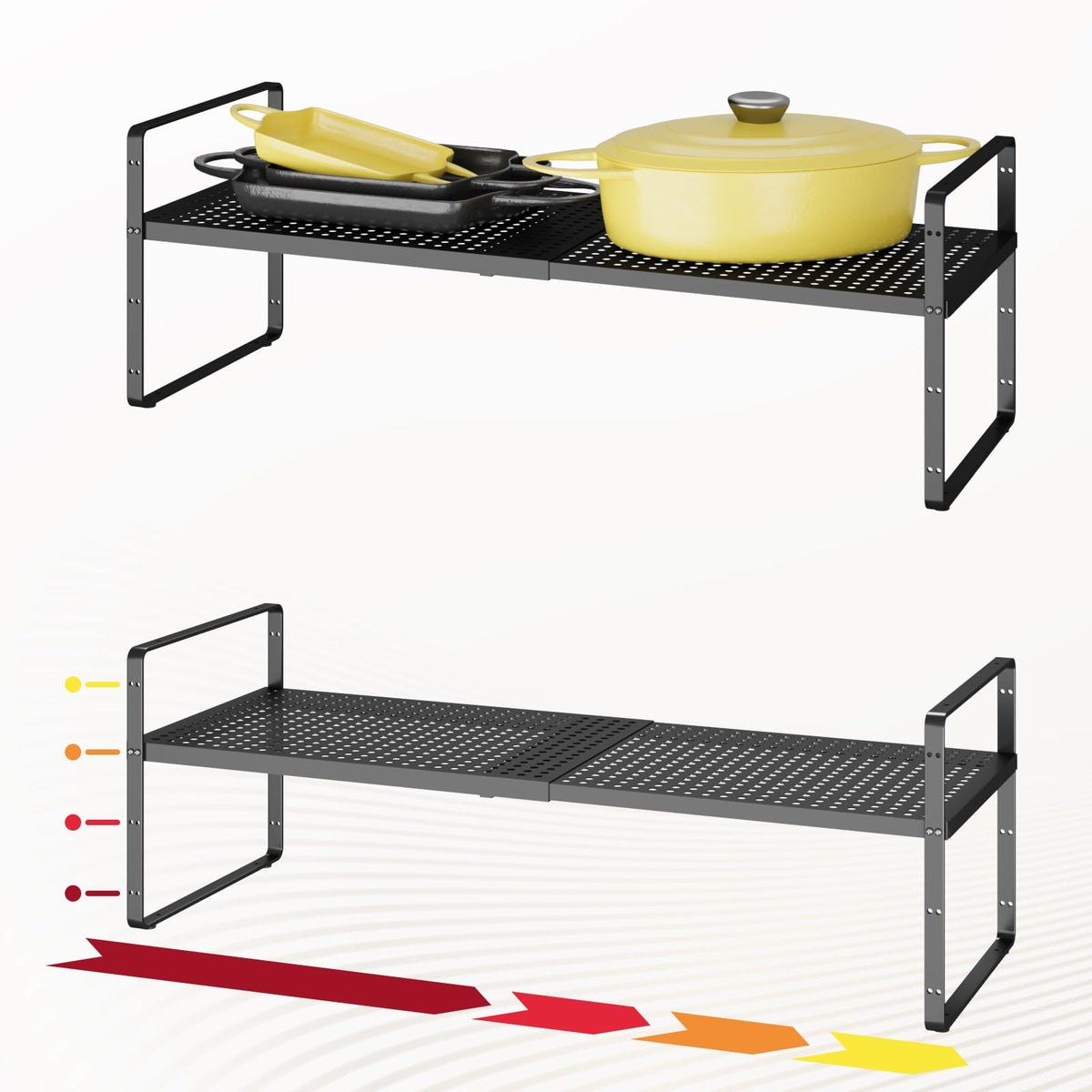 taiheis 16.5~27.1" Expandable Shelf,2Pack 8.1" Wide Adjustable Height Cabinet Shelves,Black