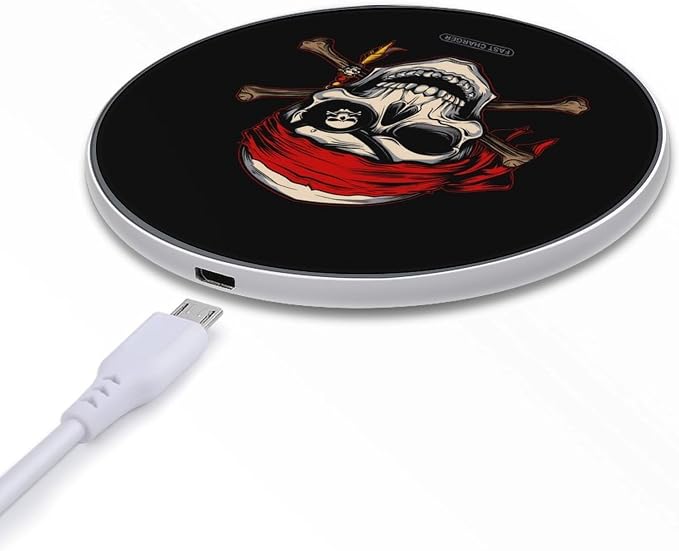 Jolly Roger Piratees Skull Wireless Charger SlimWireless Charging Pad Anti-Slip Charger Mat for Men Women