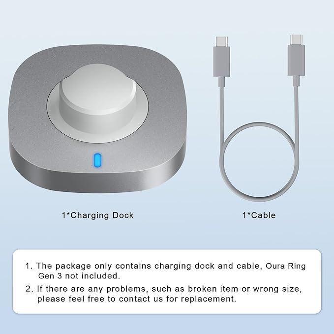 ZOOROO Charger Compatible with Oura Ring Gen 3 Size 6, Fast Charging Dock with USB-C Cable